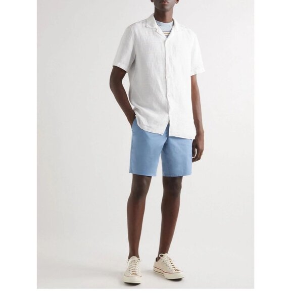 Rag and Bone Perry Paperweight Straight-Leg Cotton Blend Chino Shorts Blue Mens